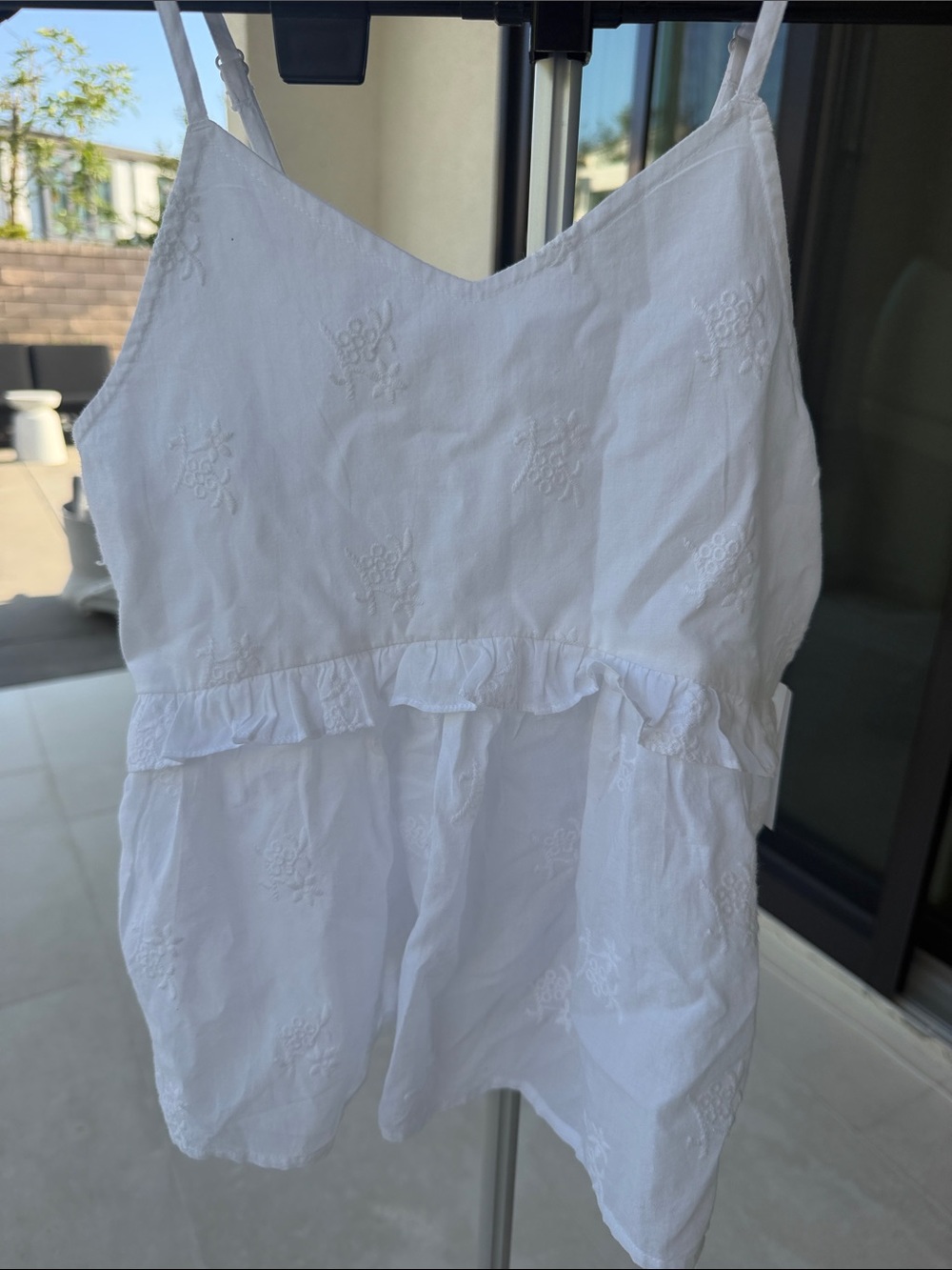 Treasure & Bond White Eyelet Ruffle Tank